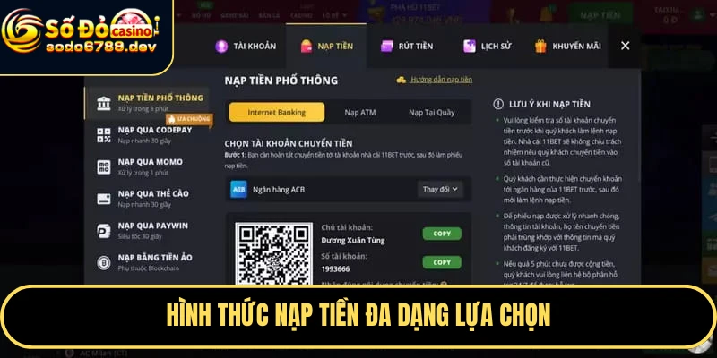 Nạp Tiền Sodo6789 Nhanh, An Toàn Và Các Lưu Ý Quan Trọng 2 Hình thức nạp tiền đa dạng lựa chọn